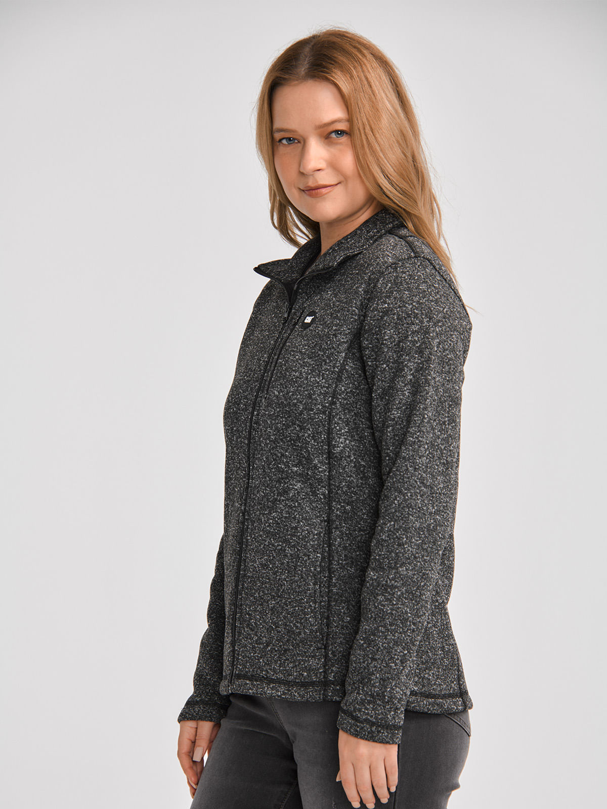 Polar Casual Mujer W SWEATER FLEECE FULL ZIP JACKET Gris CAT