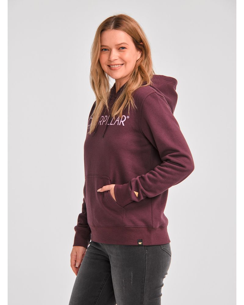 Poleron-Casual-Mujer-FLEECE-CATERPILLAR-PULLOVER-HOODIE-Burdeo-CAT