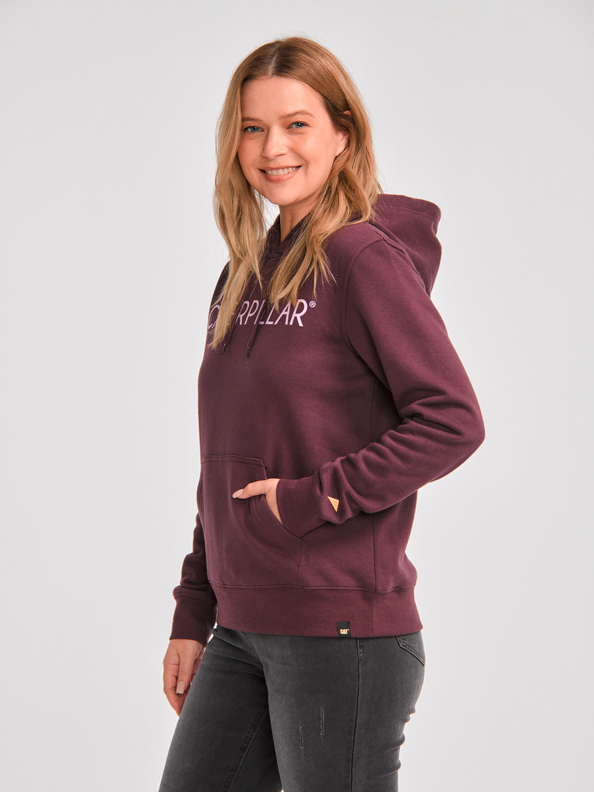 Polerón Casual Mujer FLEECE CATERPILLAR PULLOVER HOODIE Burdeo CAT