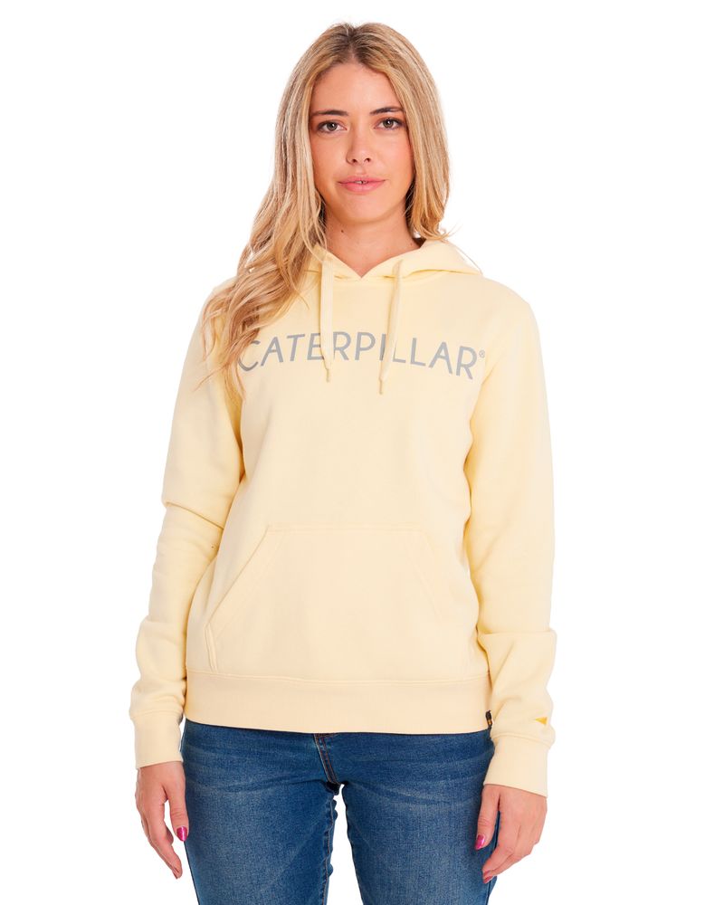 Poleron-Casual-Mujer-FLEECE-CATERPILLAR-PULLOVER-HOODIE-Amarillo-CAT