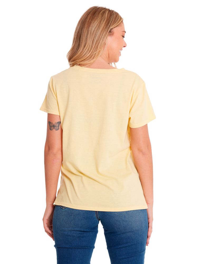 Polera-Manga-corta-Casual-Mujer-W-V-NECK-GRAPHIC-TEE-1-Amarillo-CAT