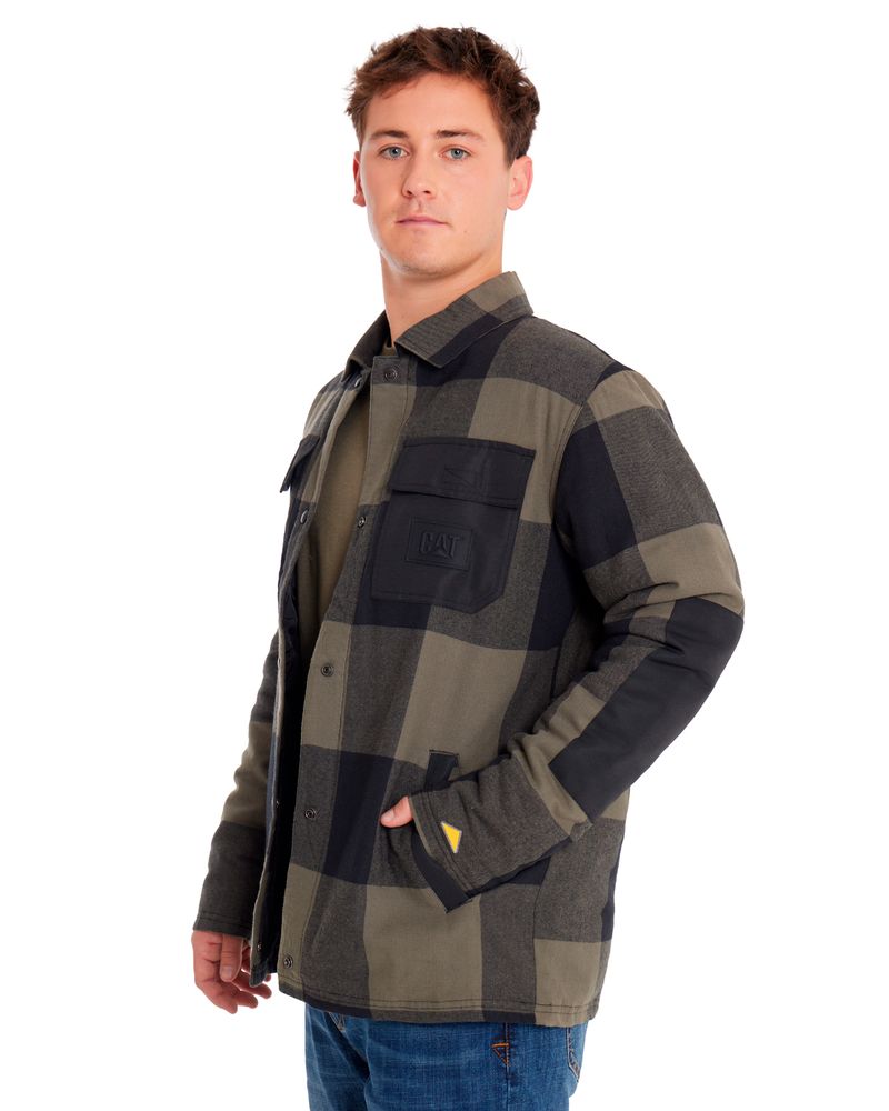 Chaqueta-Casual-Hombre-FLANNEL-SNAP-FRONT-LIGHTWEIGHT-INSULATED-JACKET-Verde-CAT