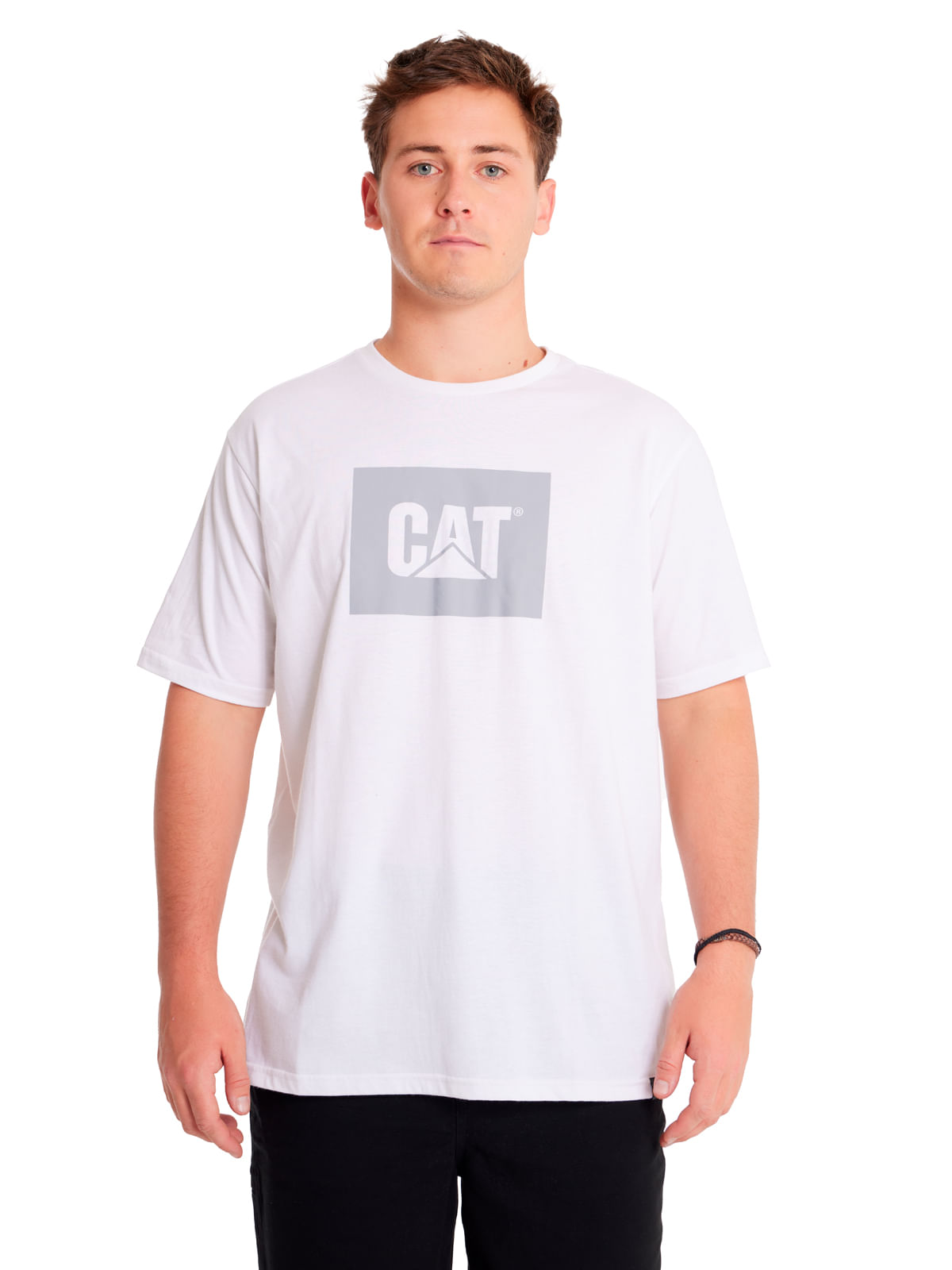 Polera Manga corta Casual Hombre REFLECTIVE CAT LOGO TEE Blanco CAT