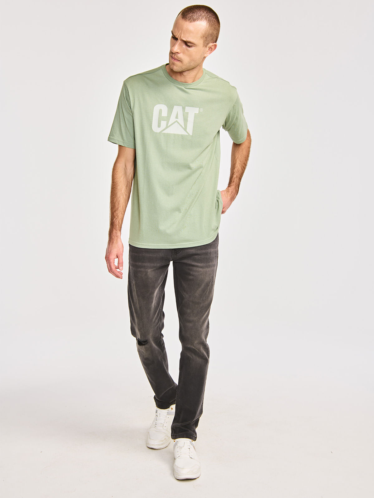 Polera Manga corta Casual Unisex CAT LOGO TEE Verde CAT