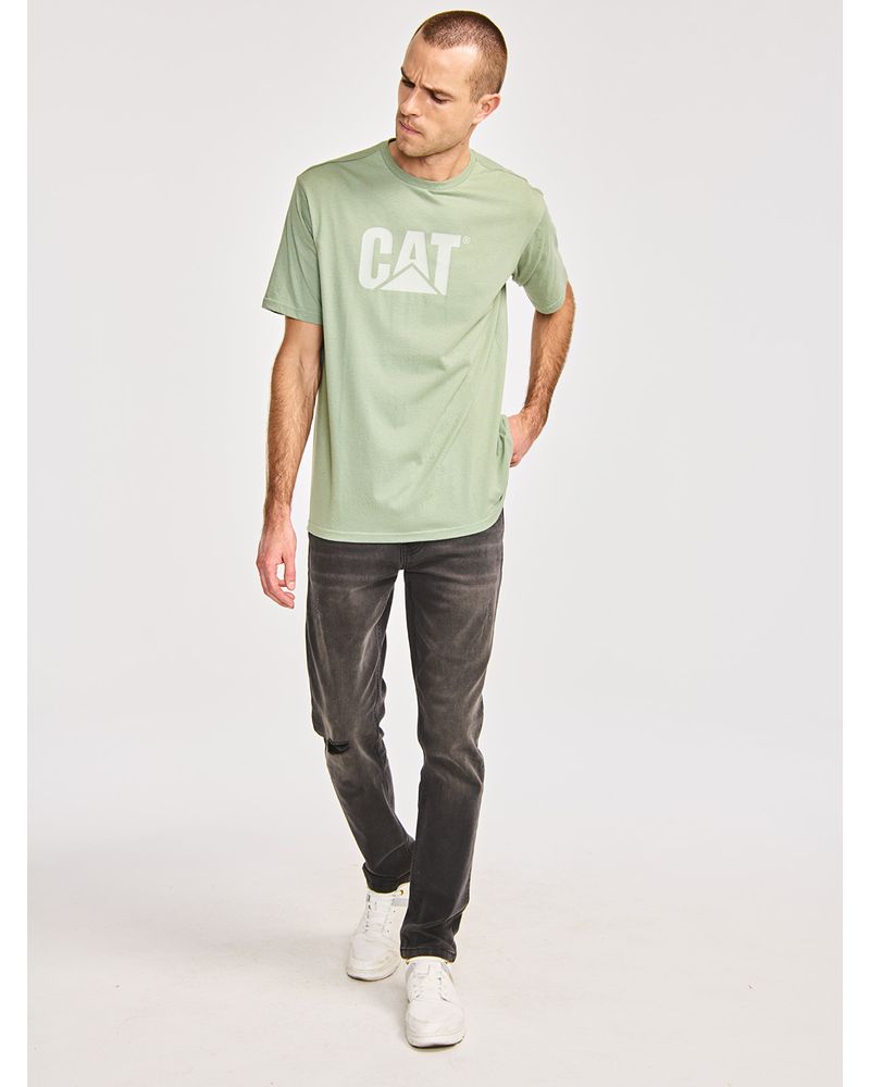 Polera-Manga-corta-Casual-Unisex-CAT-LOGO-TEE-Verde-CAT
