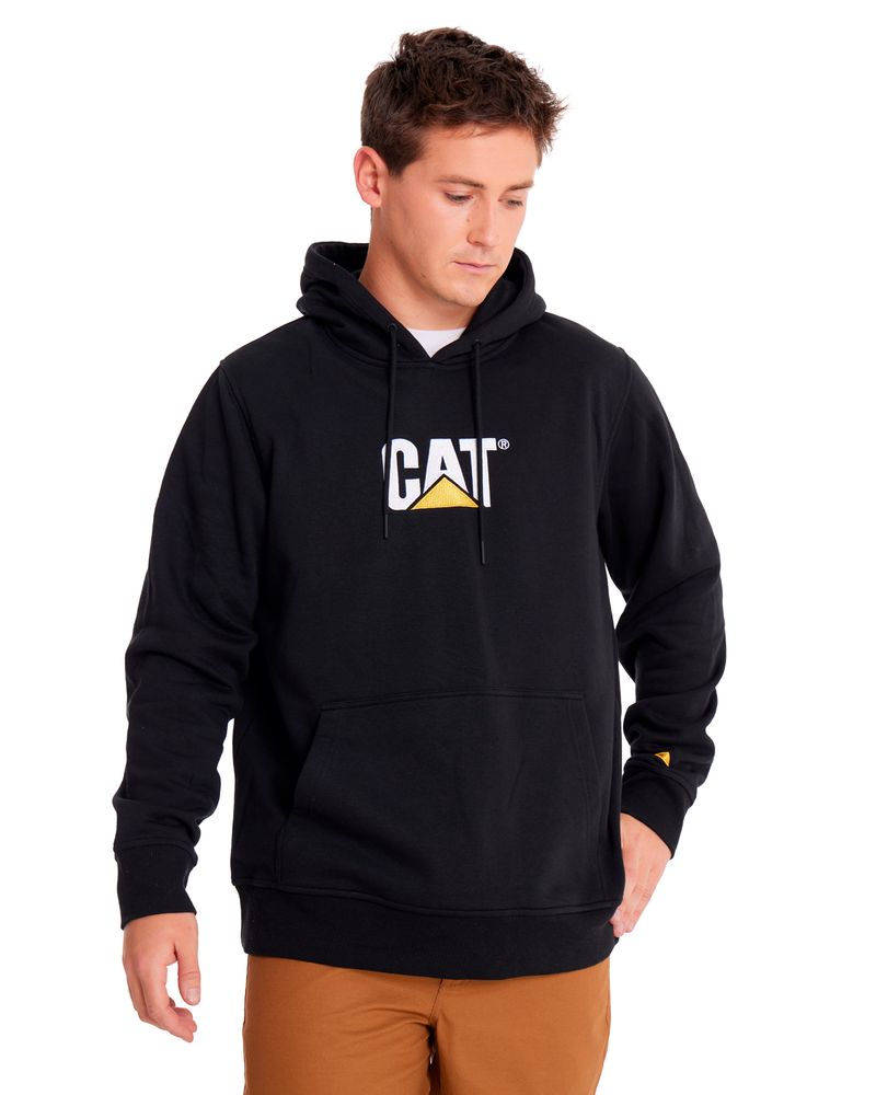 Poleron-Casual-Unisex-Fleece-Cat-Logo-Pullover-Hoodie-Negro-Cat