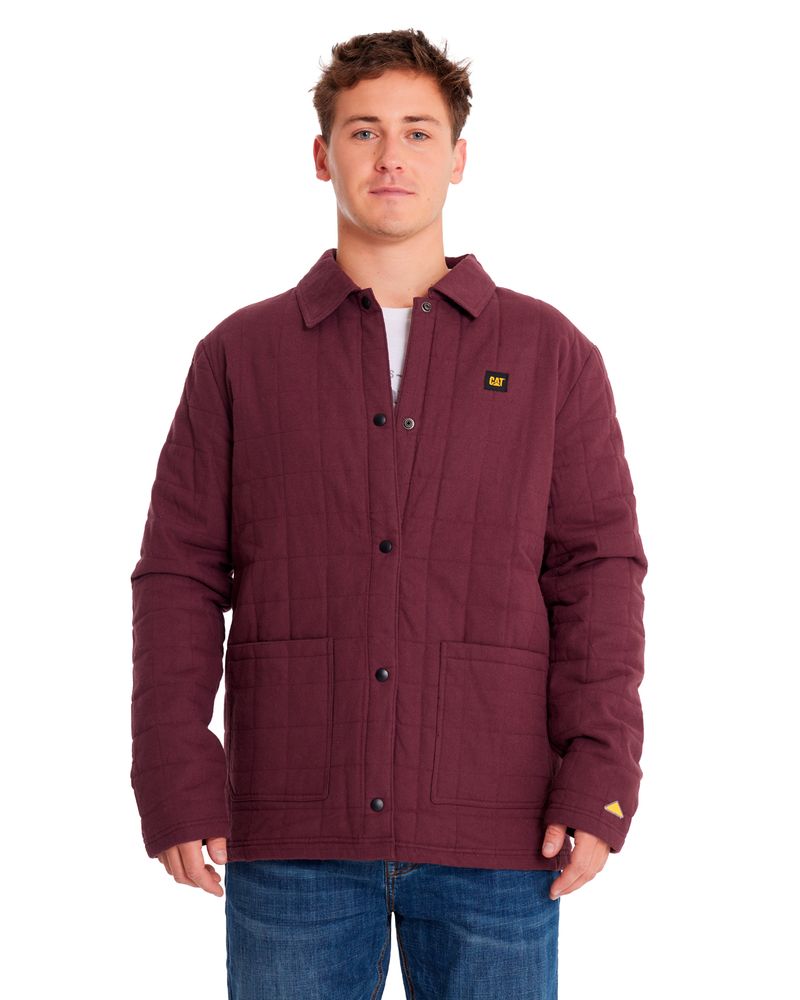 Chaqueta-Casual-Hombre-QUILTED-FLANNEL-SNAP-FRONT-LIGHTWEIGHT-INSULATED-JACKET-Burdeo-CAT