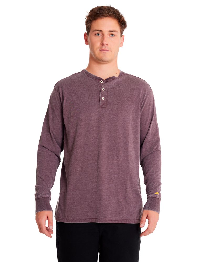 Polera-Manga-larga-Casual-Hombre-BURNOUT-L-S-HENLEY-Burdeo-CAT