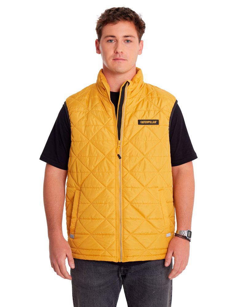 Chaqueta-Sin-manga-Casual-Hombre-MEDIUMWEIGHT-INSULATED-TRIANGLE-QUILTED-VEST-Amarillo-CAT