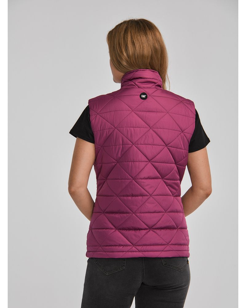 Chaqueta-Sin-manga-Casual-Mujer-W-MEDIUMWEIGHT-INSULATED-TRIANGLE-QUILTED-VEST-Rosado-CAT