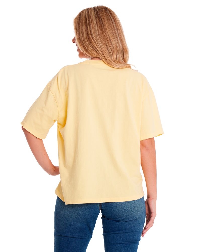 Polera-Manga-corta-Casual-Mujer-BOXY-HEAVYWEIGHT-GRAPHIC-TEE-1-Amarillo-CAT