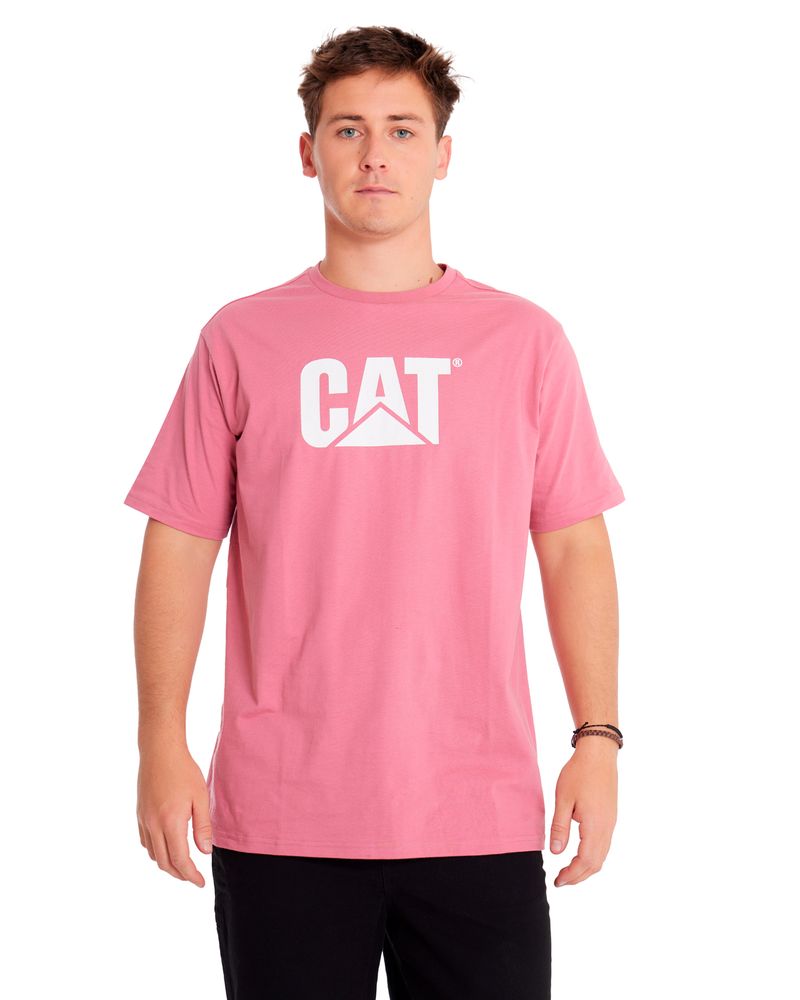 Polera-Manga-corta-Casual-Unisex-CAT-LOGO-TEE-Rosado-CAT