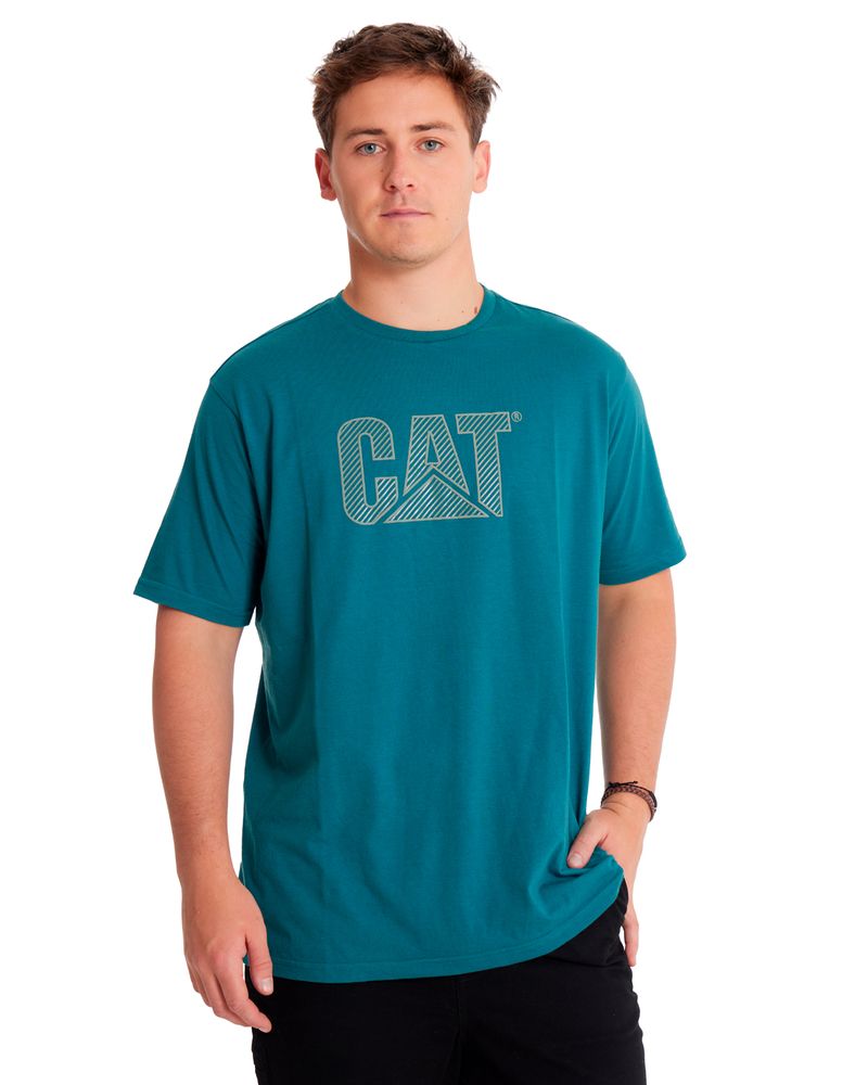 Polera-Manga-corta-Casual-Unisex-CAT-LOGO-TEE-Azul-CAT