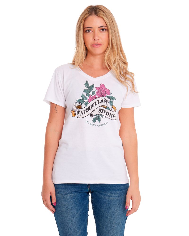 Polera-Manga-corta-Casual-Mujer-V-NECK-GRAPHIC-TEE-2-Blanco-CAT