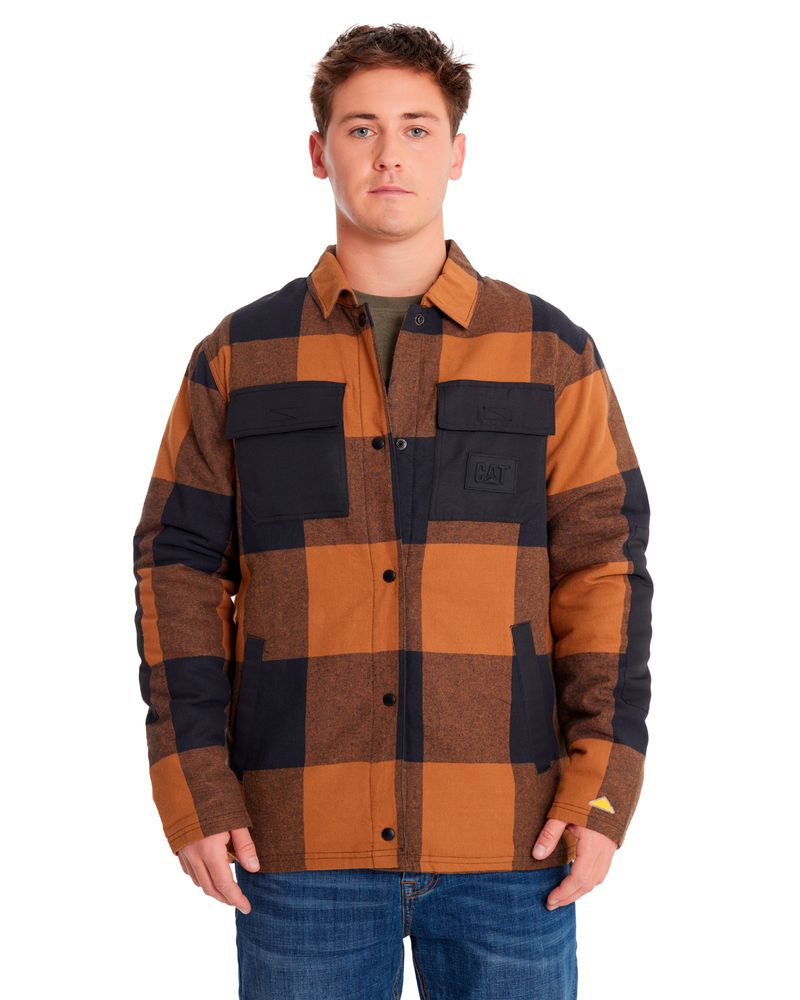 Chaqueta-Casual-Hombre-FLANNEL-SNAP-FRONT-LIGHTWEIGHT-INSULATED-JACKET-Cafe-CAT