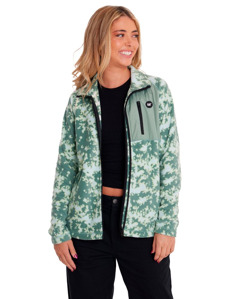 Polar-Casual-Mujer-W-POLAR-FLEECE-UTILITY-FULL-ZIP-JACKET-Verde-CAT