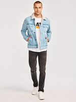 Chaqueta-Casual-Unisex-DENIM-SHERPA-LINED-WORK-JACKET-Azul-claro-CAT