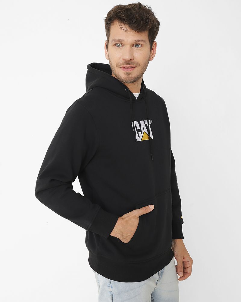 Poleron-Casual-Unisex-Fleece-Cat-Logo-Pullover-Hoodie-Negro-Cat