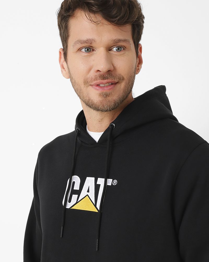 Poleron-Casual-Unisex-Fleece-Cat-Logo-Pullover-Hoodie-Negro-Cat