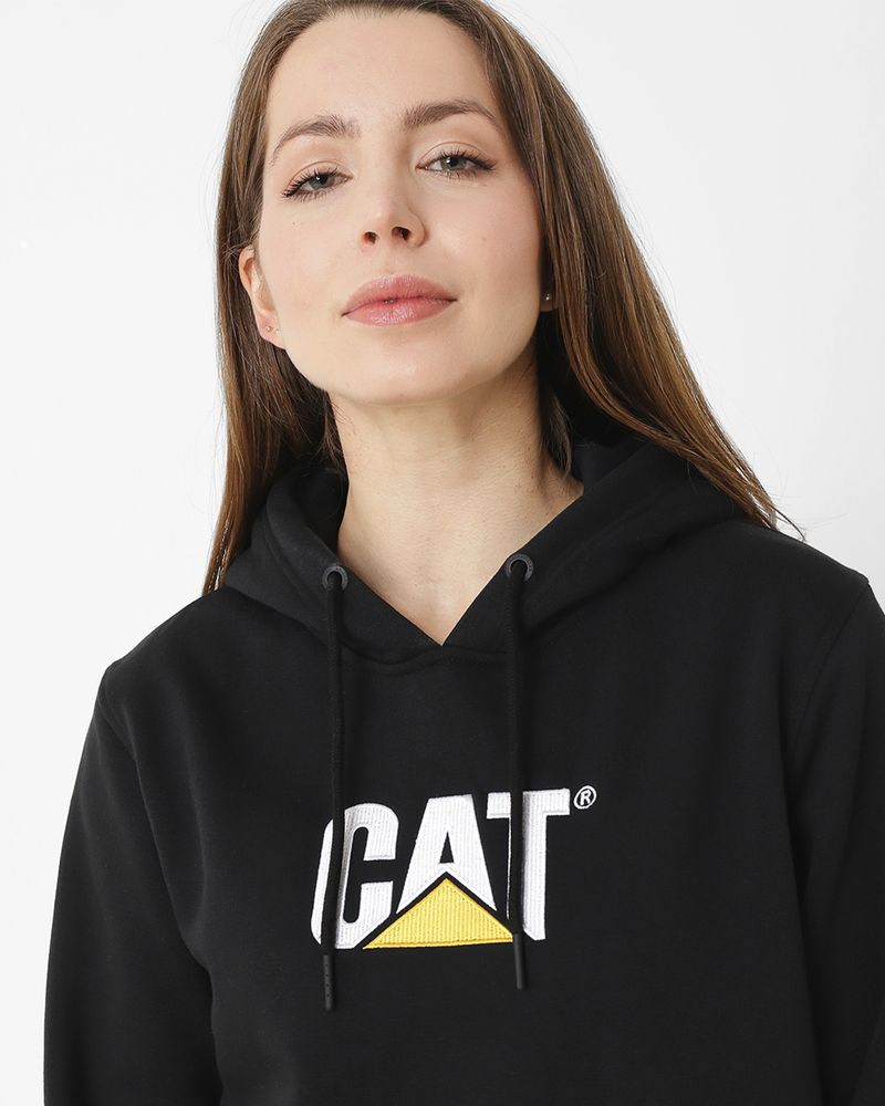 Poleron-Casual-Unisex-Fleece-Cat-Logo-Pullover-Hoodie-Negro-Cat