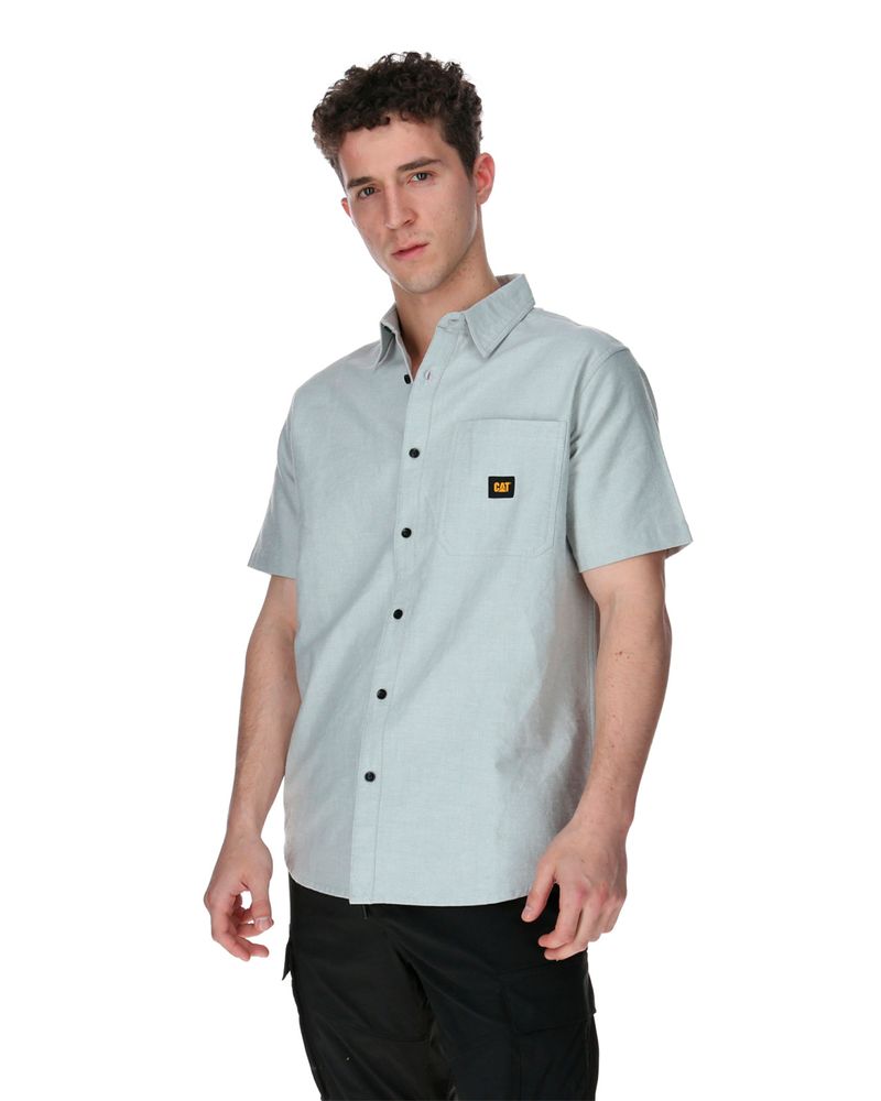 Camisa-Manga-corta-Casual-Hombre-OXFORD-RELAXED-S-S-SHIRT-Gris-CAT