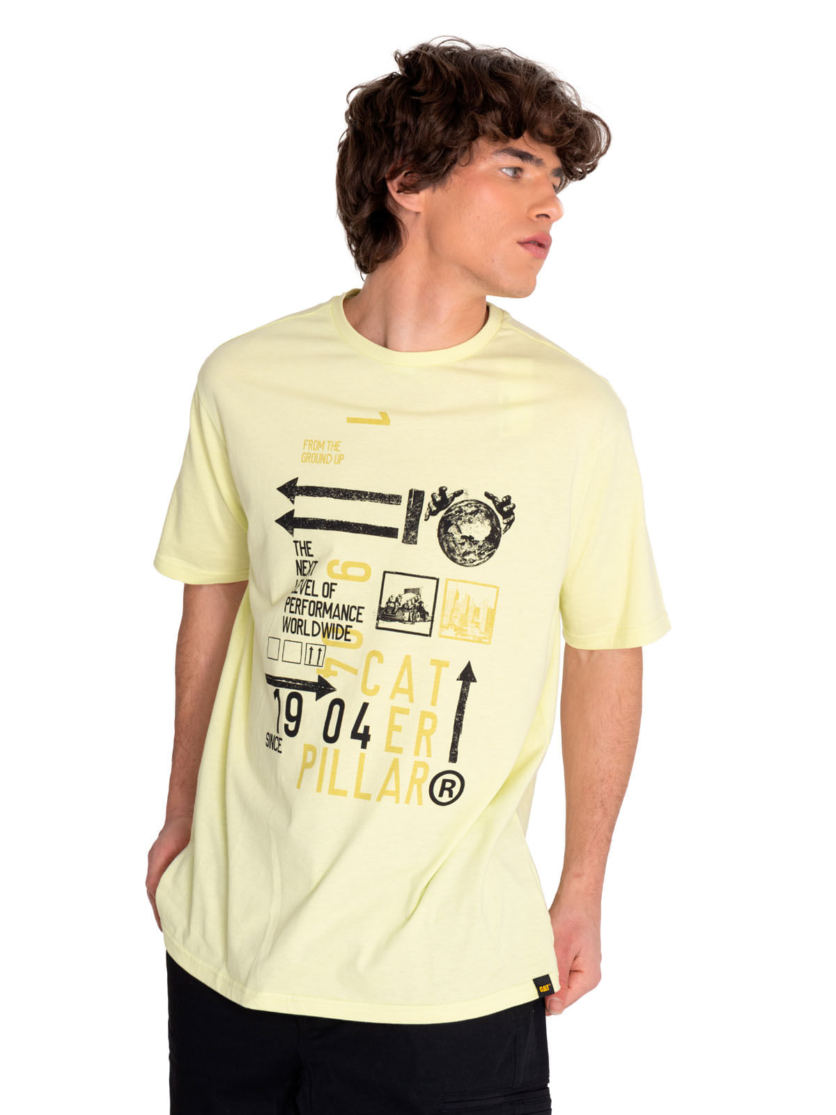 Polera Manga corta Casual Hombre RENEWED ENERGY GRAPHIC TEE 3 Amarillo CAT