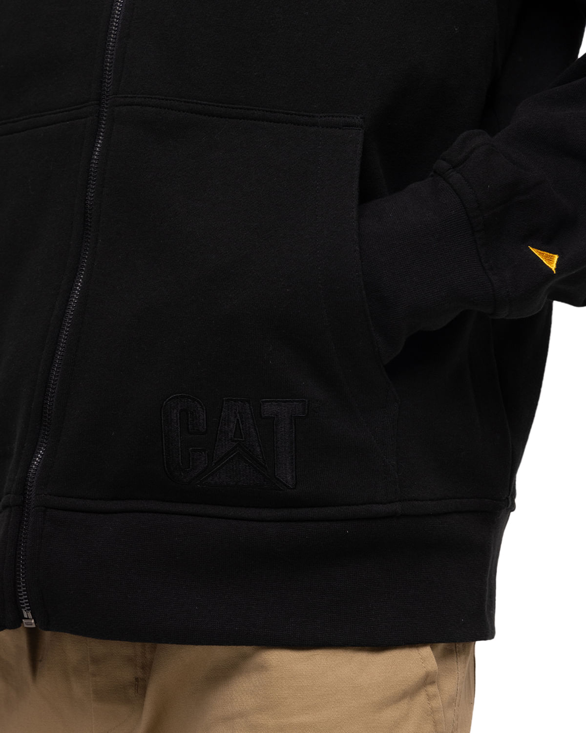 Polerón Casual Hombre FLEECE CAT LOGO FULL ZIP HOODIE Negro CAT