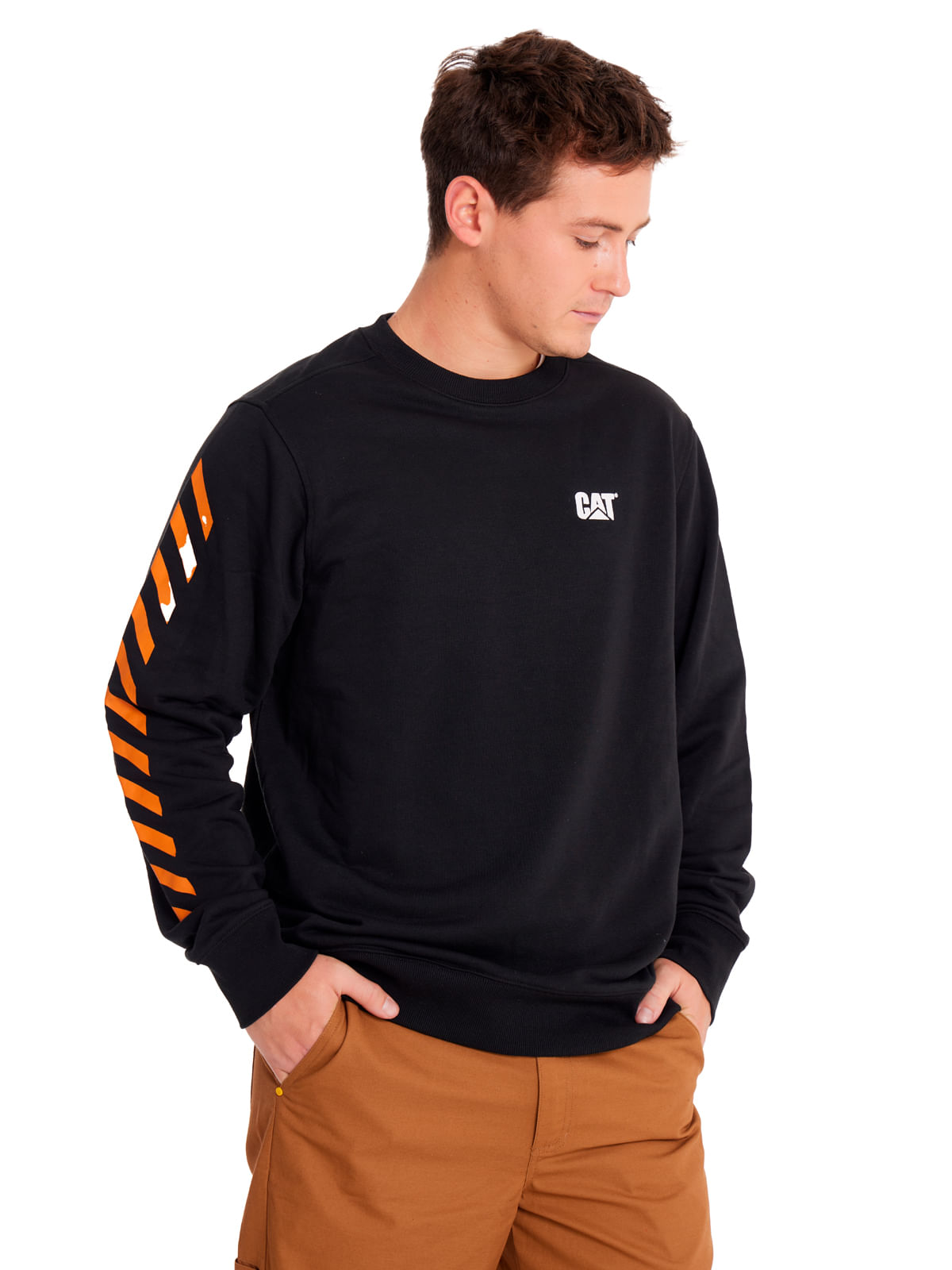 Polerón Casual Hombre GRAPHIC FRENCH TERRY CREWNECK Negro CAT