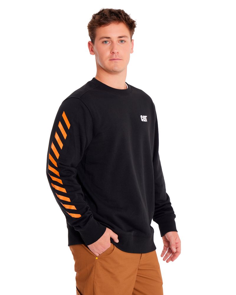 Poleron-Casual-Hombre-GRAPHIC-FRENCH-TERRY-CREWNECK-Negro-CAT