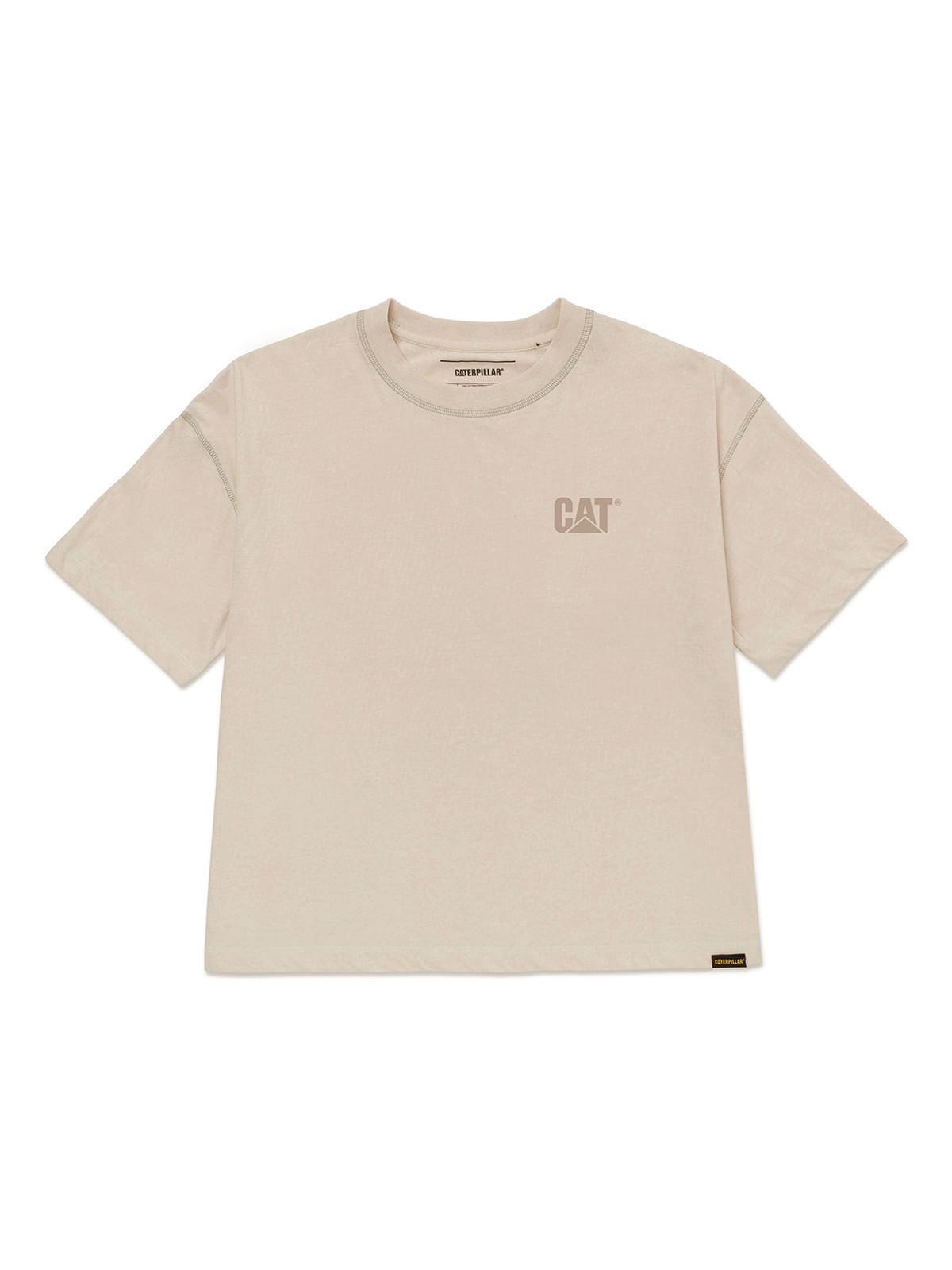 Polera Manga corta Casual Mujer CAT LOGO BOXY TEE Beige/Crudo CAT