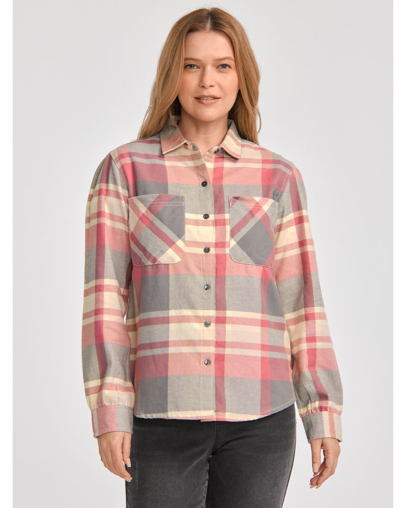 Blusa-Manga-larga-Casual-Mujer-FLANNEL-RELAXED-L-S-SHIRT-Rosado-CAT