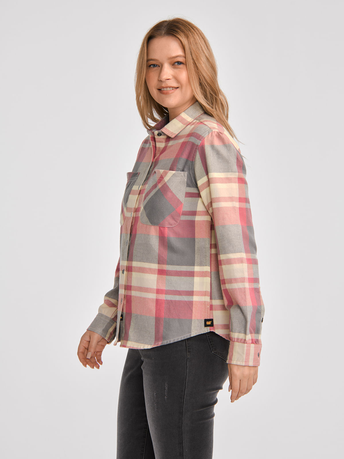 Blusa Manga larga Casual Mujer FLANNEL RELAXED L/S SHIRT Rosado CAT