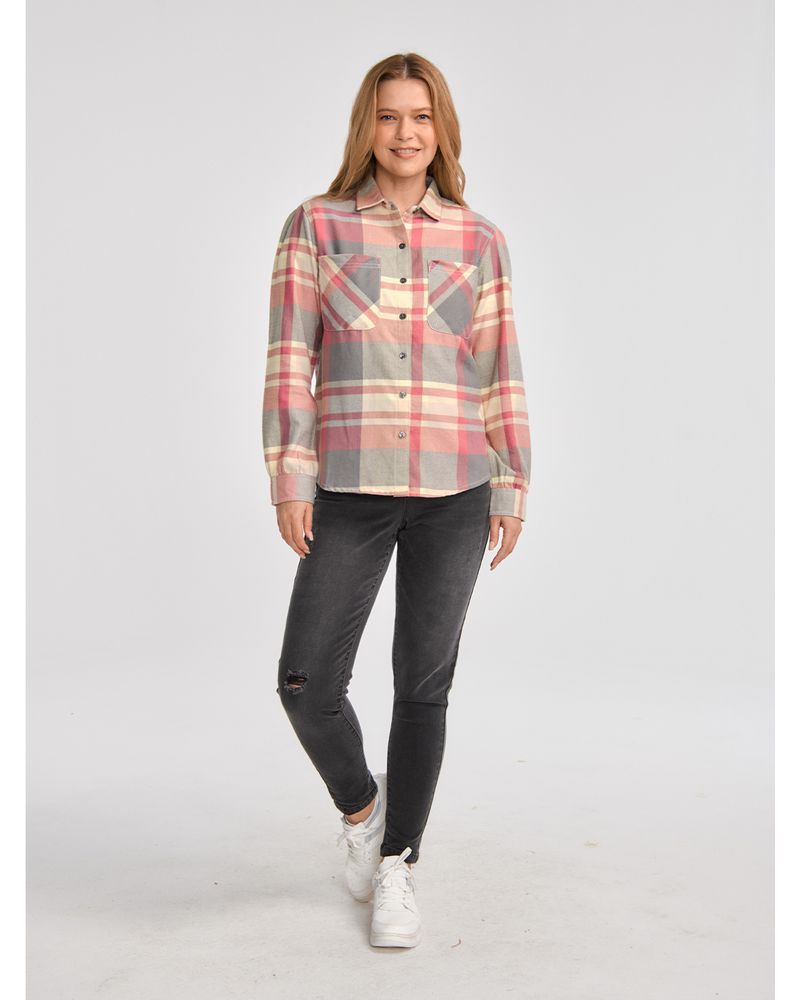 Blusa-Manga-larga-Casual-Mujer-FLANNEL-RELAXED-L-S-SHIRT-Rosado-CAT