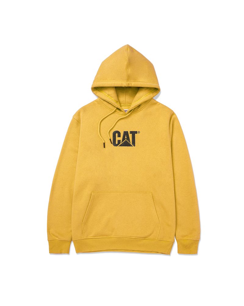 Poleron-Casual-Hombre-FLEECE-CAT-LOGO-PULLOVER-HOODIE-Amarillo-CAT