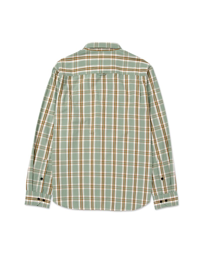 Camisa-Manga-corta-Casual-Hombre-PLAID-POPLIN-S-S-SHIRT-Verde-CAT