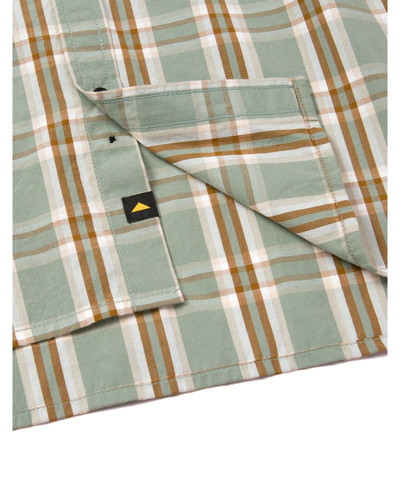 Camisa-Manga-corta-Casual-Hombre-PLAID-POPLIN-S-S-SHIRT-Verde-CAT