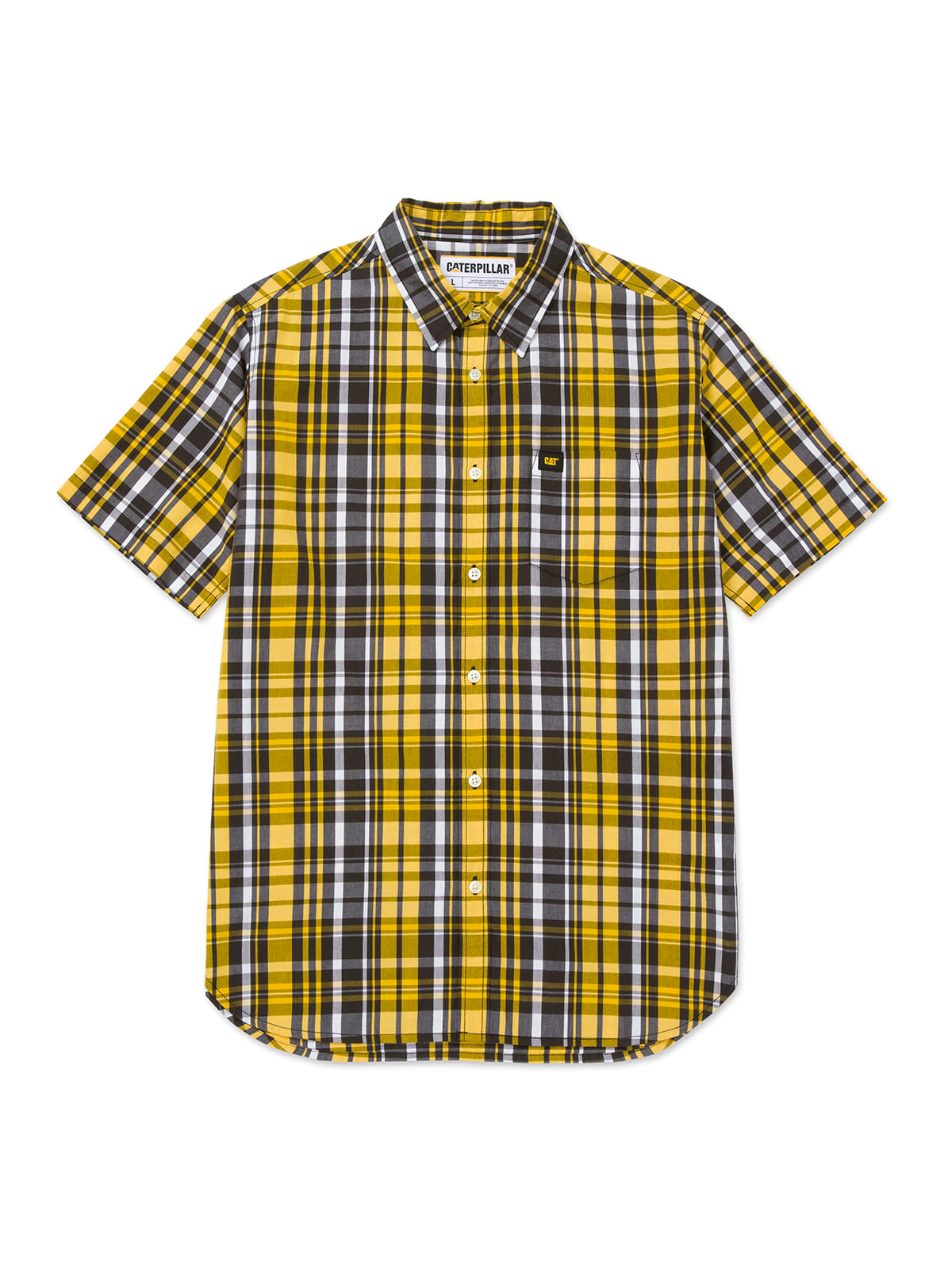 Camisa Manga corta Casual Hombre PLAID POPLIN S/S SHIRT Amarillo CAT