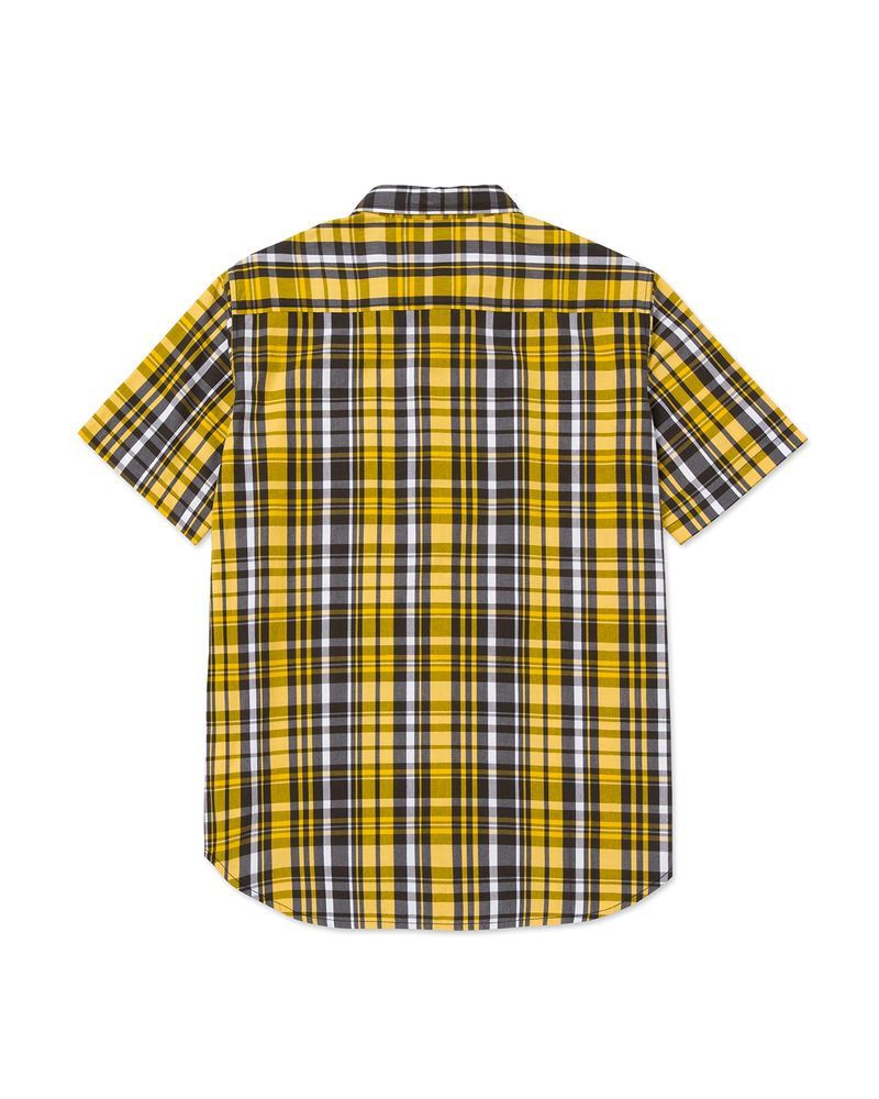 Camisa-Manga-corta-Casual-Hombre-PLAID-POPLIN-S-S-SHIRT-Amarillo-CAT