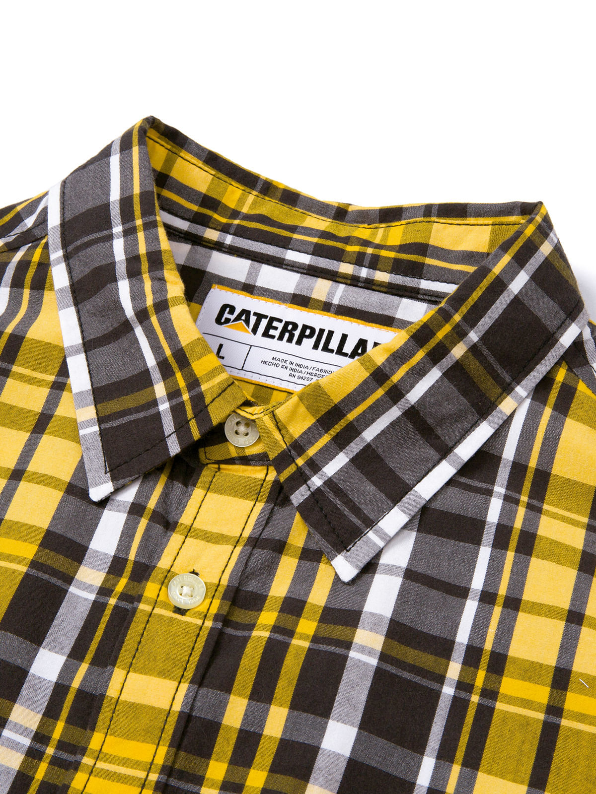 Camisa Manga corta Casual Hombre PLAID POPLIN S/S SHIRT Amarillo CAT