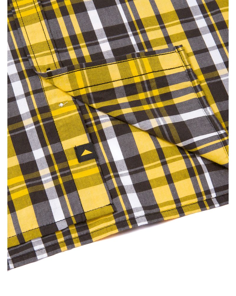 Camisa-Manga-corta-Casual-Hombre-PLAID-POPLIN-S-S-SHIRT-Amarillo-CAT