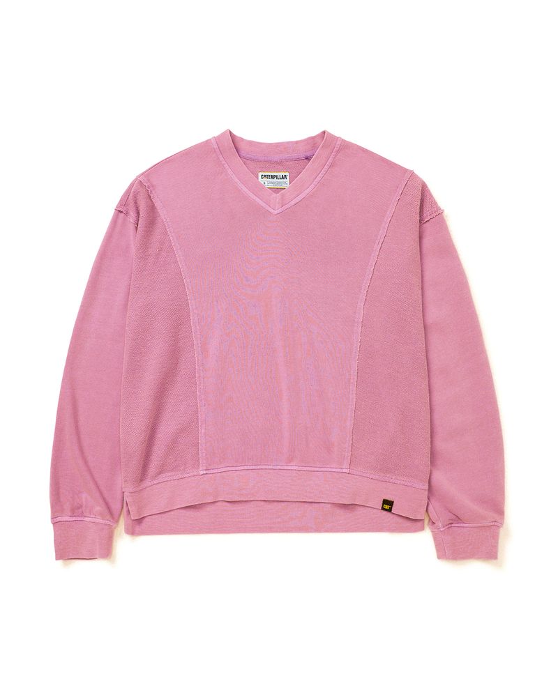 Poleron-Casual-Mujer-OVERSIZE-VNECK-PULLOVER-SWEATSHIRT-Rosado-CAT