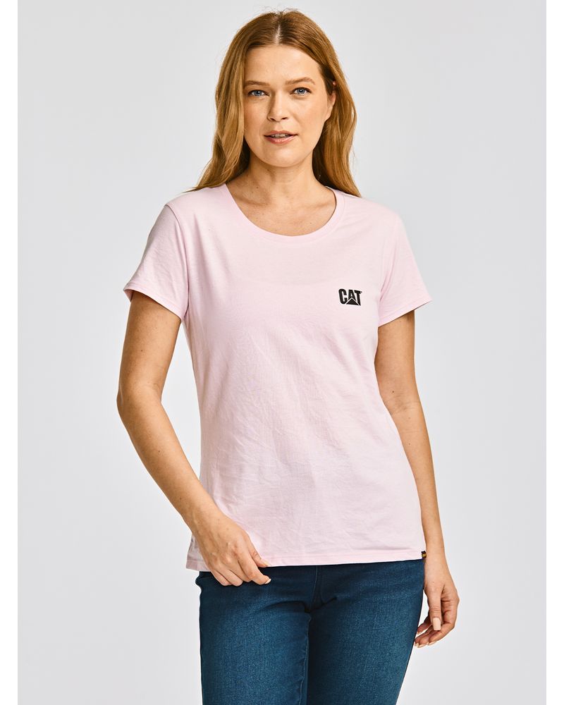 Polera-Manga-corta-Casual-Mujer-CAT-LOGO-TEE-Rosado-CAT