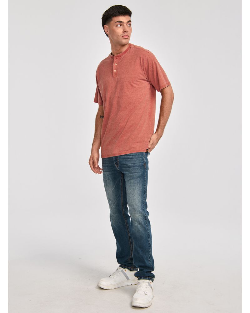 Polera-Manga-corta-Casual-Hombre-BURNOUT-S-S-HENLEY-Rojo-CAT