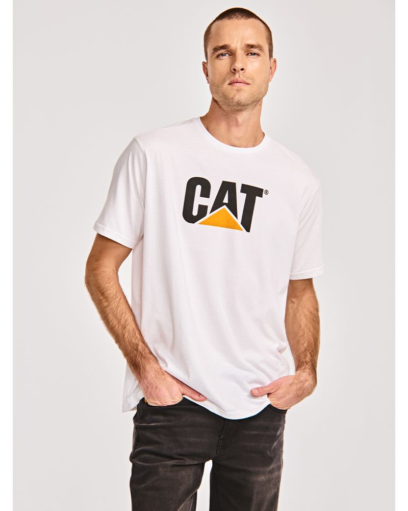 Polera-Manga-corta-Casual-Hombre-CAT-LOGO-TEE-Blanco-CAT