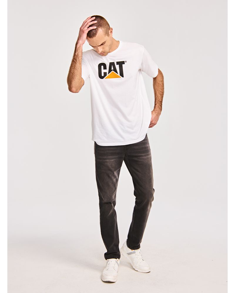 Polera-Manga-corta-Casual-Hombre-CAT-LOGO-TEE-Blanco-CAT