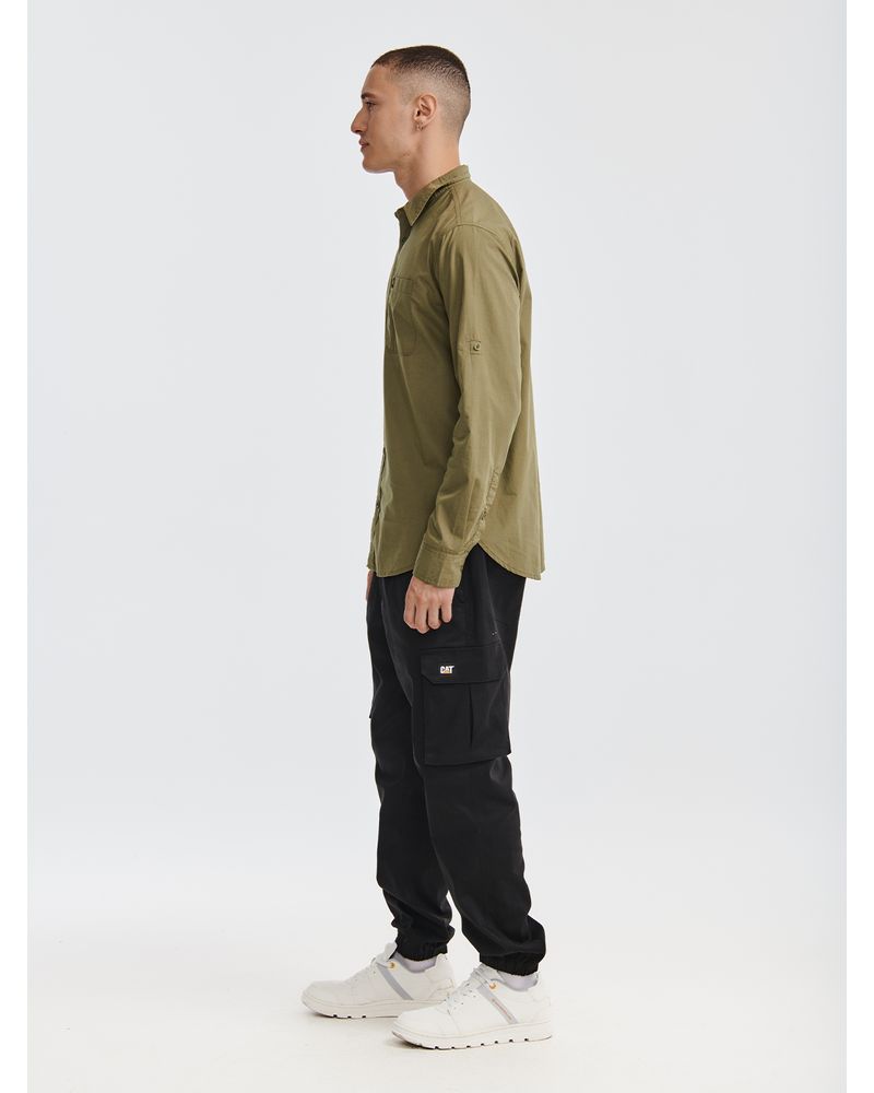 Camisa-Manga-larga-Casual-Hombre-FOUNDATION-CONVERTIBLE-LS-SHIRT-Verde-CAT