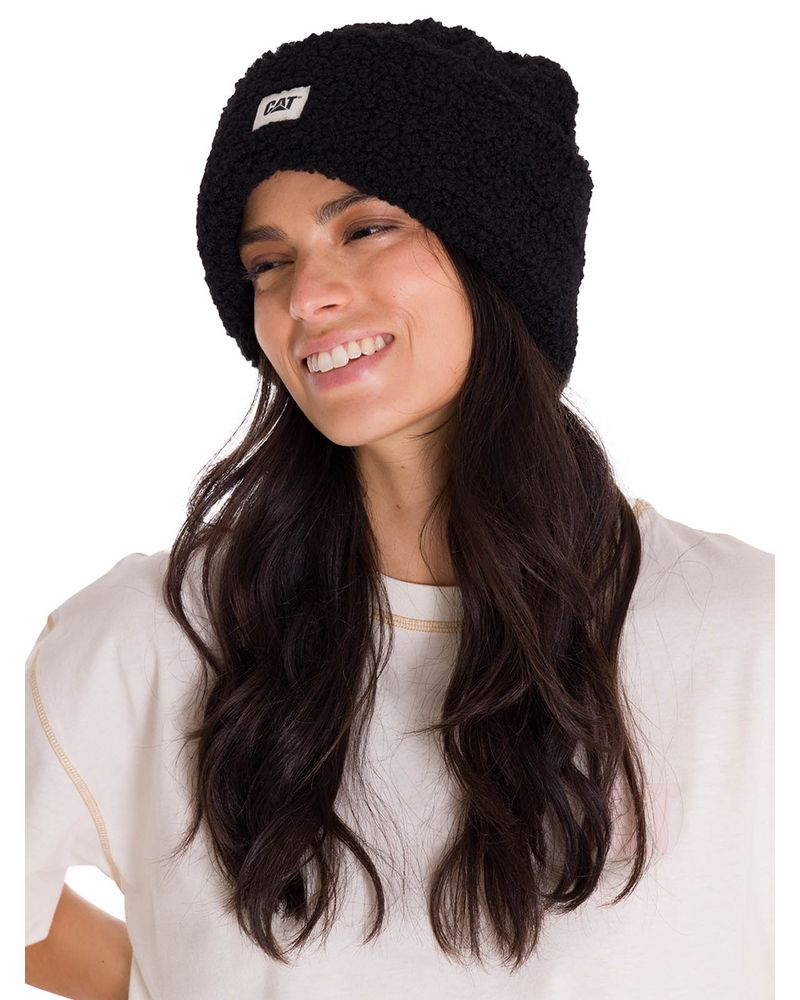 Gorro-En-Punto-Unisex-Cuffed-Sherpa-Knit-Hat-Negro-Cat