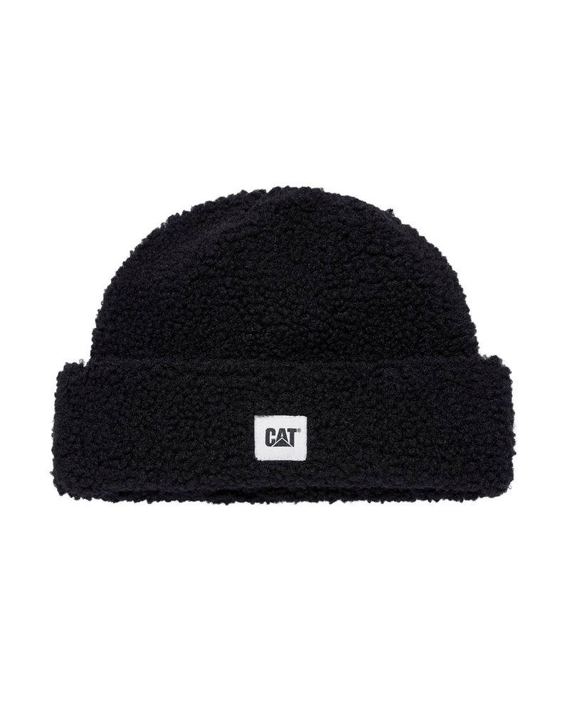 Gorro-En-Punto-Unisex-Cuffed-Sherpa-Knit-Hat-Negro-Cat