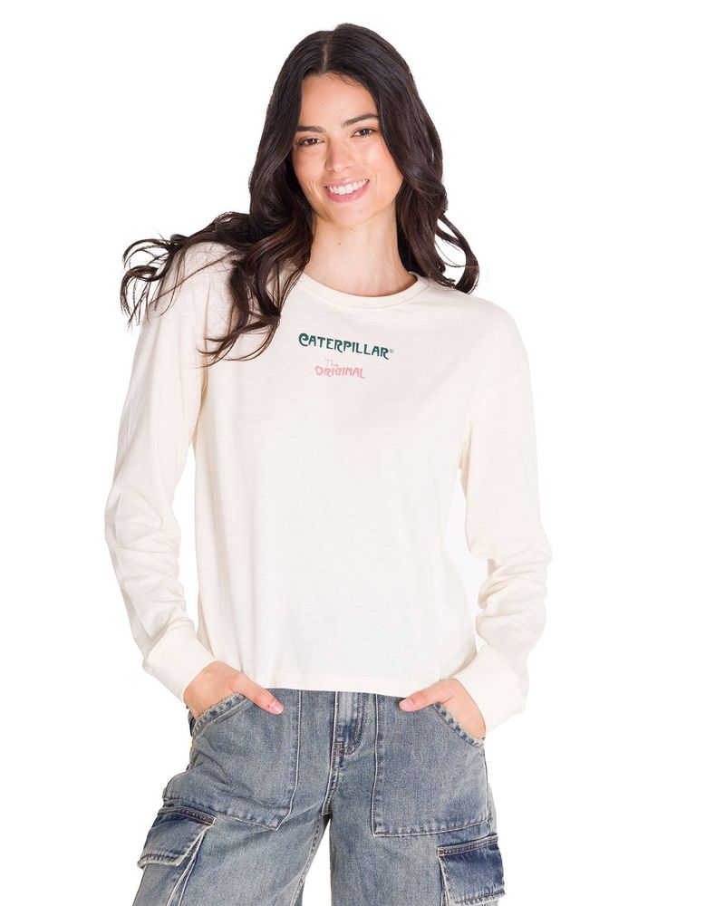 Polera-Manga-Larga-Casual-Mujer-L-S-FLORAL-GRAPHIC-TEE-Blanca-Cat