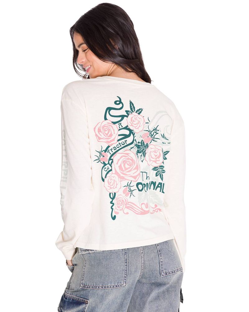 Polera-Manga-Larga-Casual-Mujer-L-S-FLORAL-GRAPHIC-TEE-Blanca-Cat